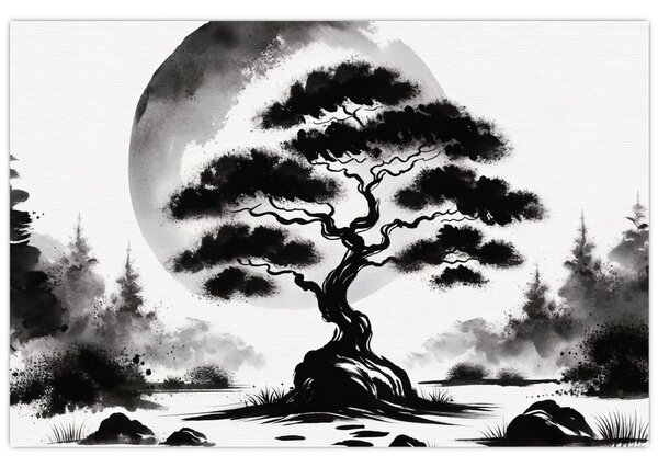 Obraz – Čiernobiela bonsai (90x60 cm)