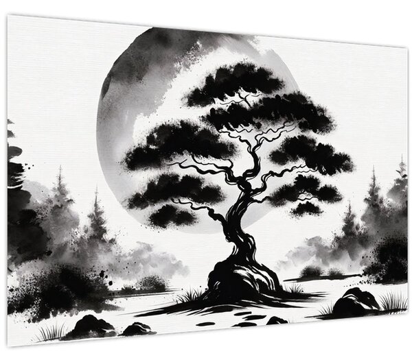 Obraz – Čiernobiela bonsai (90x60 cm)
