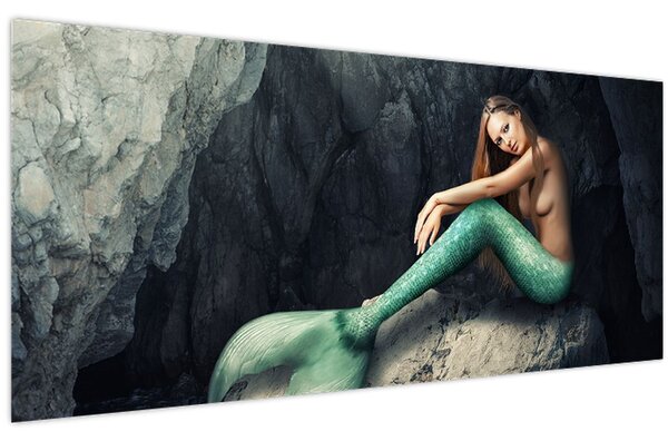 Obraz - Morská panna na skale (120x50 cm)