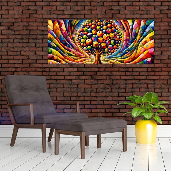Obraz – Farebný strom s jablkami (120x50 cm)