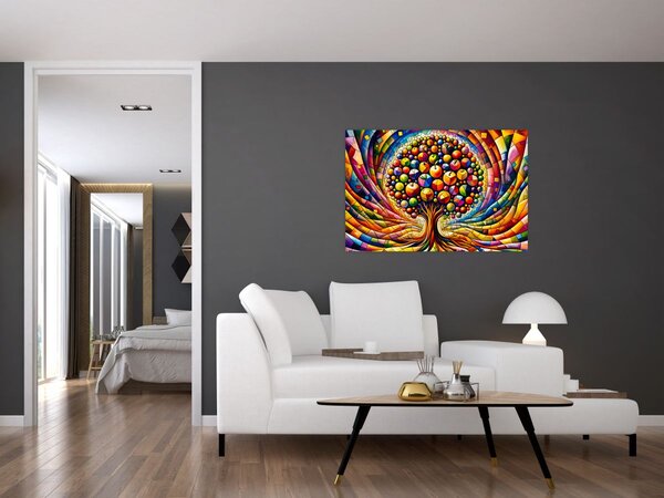 Obraz – Farebný strom s jablkami (90x60 cm)