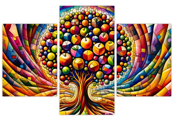 Obraz – Farebný strom s jablkami (90x60 cm)