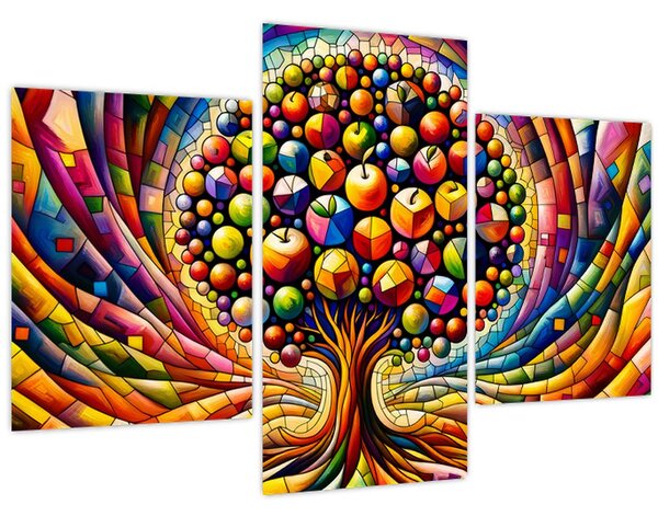 Obraz – Farebný strom s jablkami (90x60 cm)