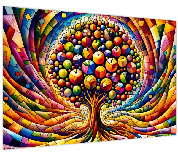 Obraz – Farebný strom s jablkami (90x60 cm)