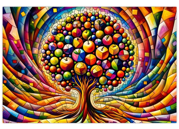 Obraz – Farebný strom s jablkami (90x60 cm)