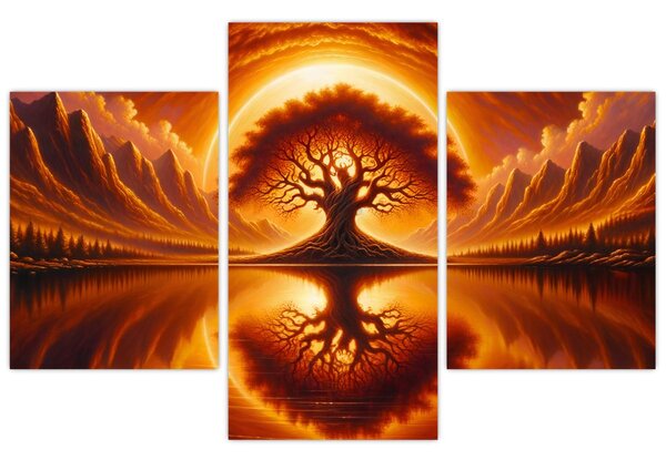 Obraz – Strom v krvavom slnku (90x60 cm)