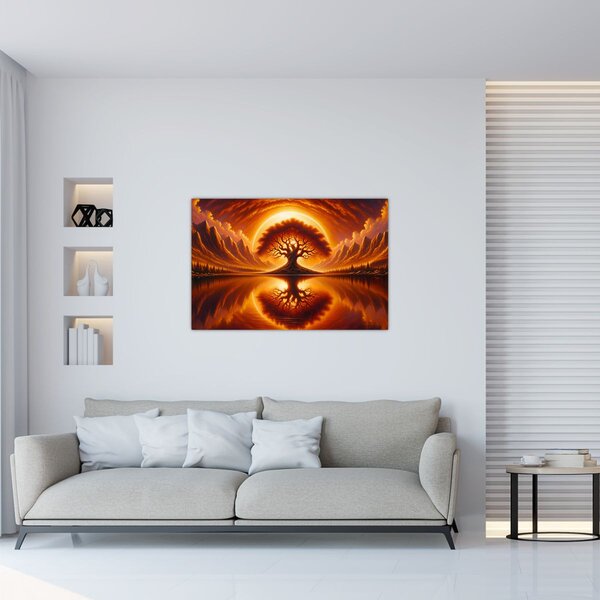 Obraz – Strom v krvavom slnku (90x60 cm)