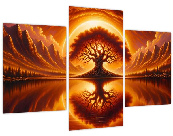 Obraz – Strom v krvavom slnku (90x60 cm)