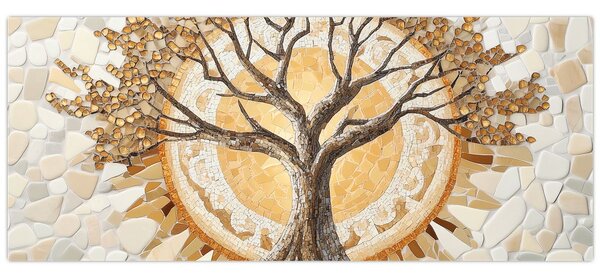 Obraz – Zlatý strom života v mozaike (120x50 cm)