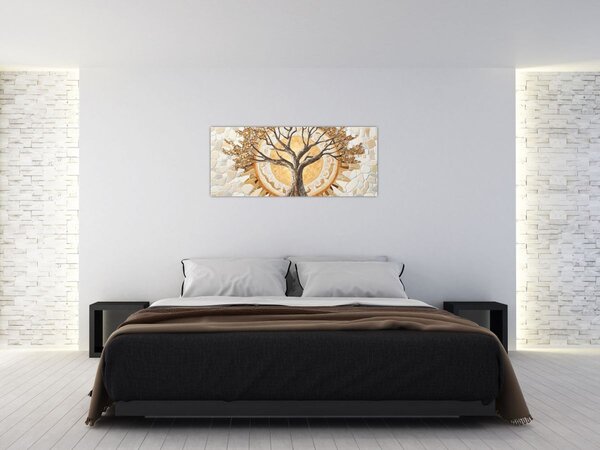 Obraz – Zlatý strom života v mozaike (120x50 cm)