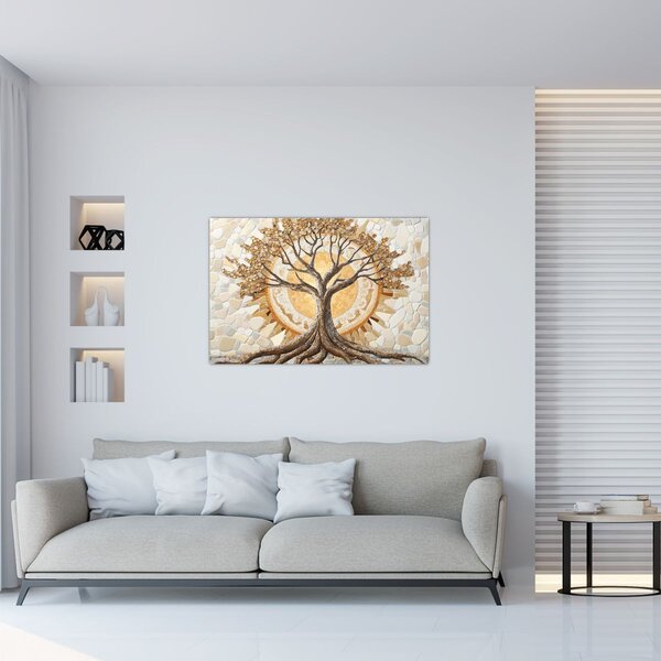 Obraz – Zlatý strom života v mozaike (90x60 cm)