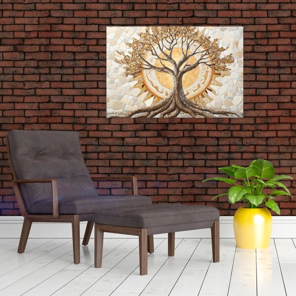 Obraz – Zlatý strom života v mozaike (90x60 cm)