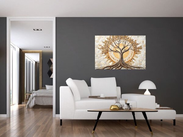 Obraz – Zlatý strom života v mozaike (90x60 cm)