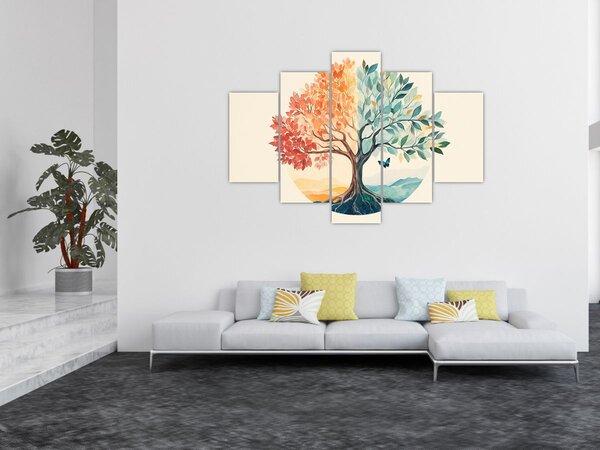 Obraz – Duálny strom s motýľom (150x105 cm)