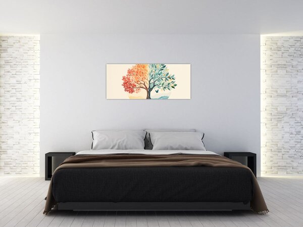 Obraz – Duálny strom s motýľom (120x50 cm)