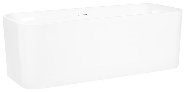 Voľne stojaca vaňa biela akrylátová 170 x 70 cm obdĺžniková moderná vaňa s prepadovým systémom