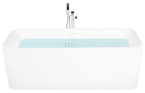 Voľne stojaca vaňa biela akrylátová 170 x 70 cm obdĺžniková moderná vaňa s prepadovým systémom