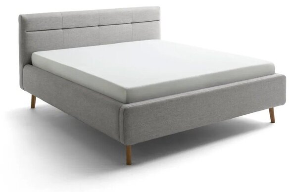 Sivá čalúnená dvojlôžková posteľ s úložným priestorom s roštom 160x200 cm Lotte – Meise Möbel
