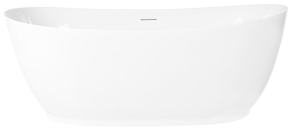 Voľne stojaca vaňa biela akrylátová 170 x 80 cm oválna moderná vaňa s tenkým okrajom