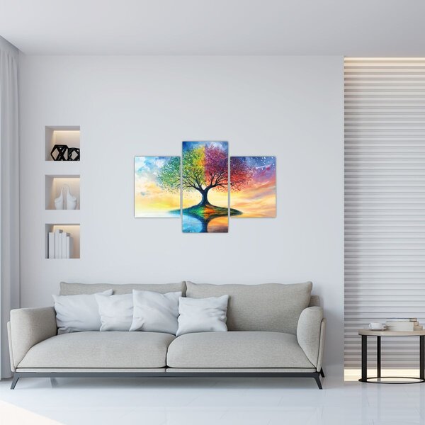 Obraz – Maľovaný strom ročných období (90x60 cm)