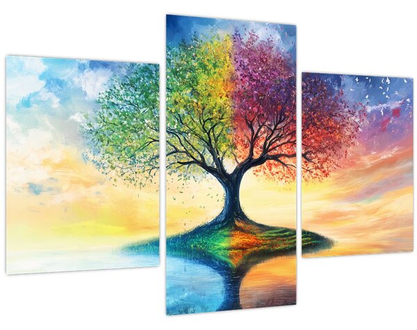 Obraz – Maľovaný strom ročných období (90x60 cm)