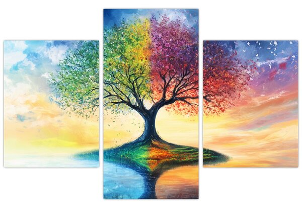 Obraz – Maľovaný strom ročných období (90x60 cm)