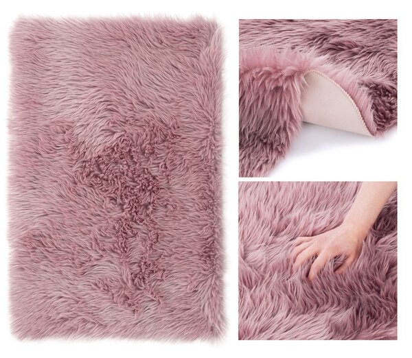 Huňatý ružový koberec DOKKA Rozmer: 50 x 150 cm