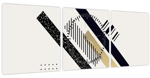 Obraz - Geometrické tvary N⁰5 (s hodinami) (90x30 cm)