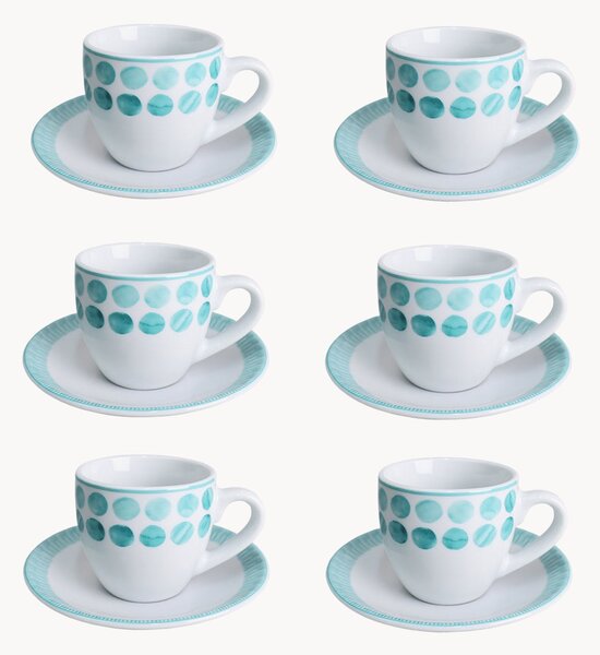 Porcelánové šálky na kávu's podšálkami Tabata, 6 ks