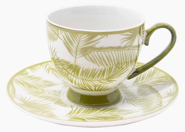 Porcelánové šálky na kávu's podšálkami Aruba, 6 ks