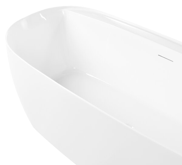 Voľne stojaca vaňa biela akrylátová 170 x 80 cm oválna moderná vaňa s tenkým okrajom