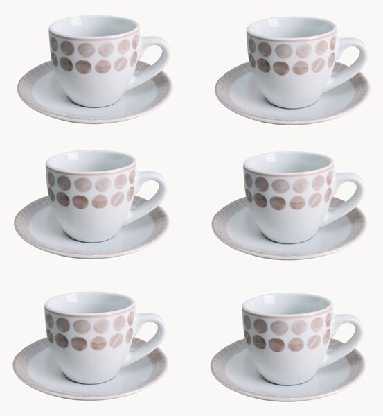 Porcelánové šálky na kávu's podšálkami Tabata, 6 ks