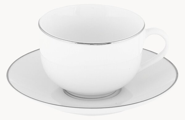 Porcelánové šálky na čaj's podšálkami Platinum Chic, 4 ks
