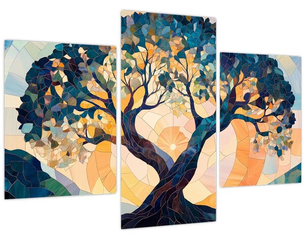 Obraz – Mozaika – slnko a strom II. (90x60 cm)
