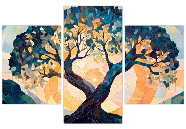 Obraz – Mozaika – slnko a strom II. (90x60 cm)