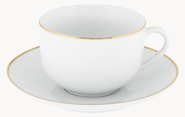 Porcelánové šálky na čaj's podšálkami Gold Chic, 4 ks