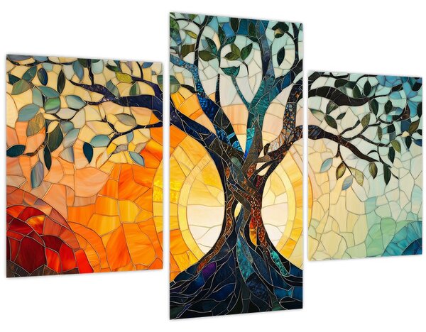 Obraz – Mozaika – slnko a strom I. (90x60 cm)