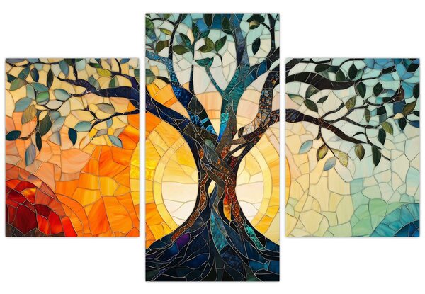 Obraz – Mozaika – slnko a strom I. (90x60 cm)