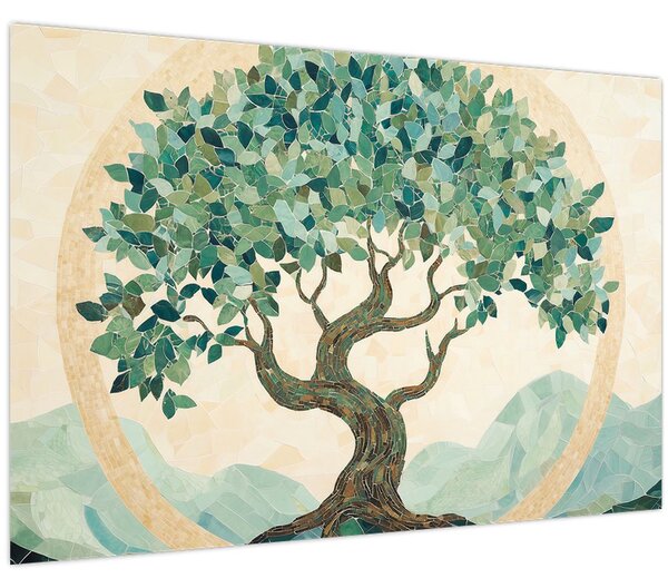 Obraz – Elegantná mozaika so stromom (90x60 cm)