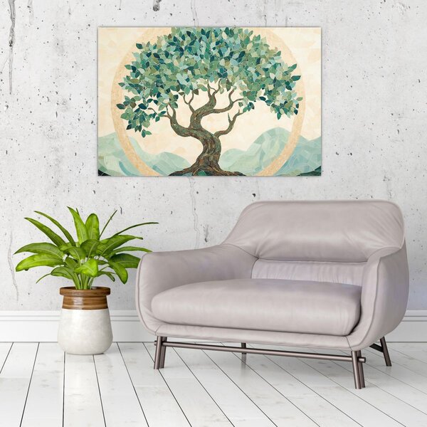 Obraz – Elegantná mozaika so stromom (90x60 cm)