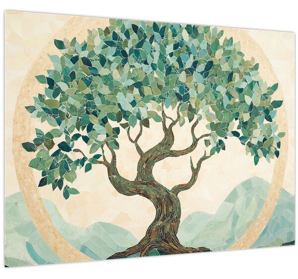 Obraz – Elegantná mozaika so stromom (70x50 cm)