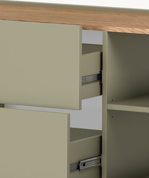 Komoda Elivo 150 cm so zásuvkami - eukalyptus / dub baltic dune