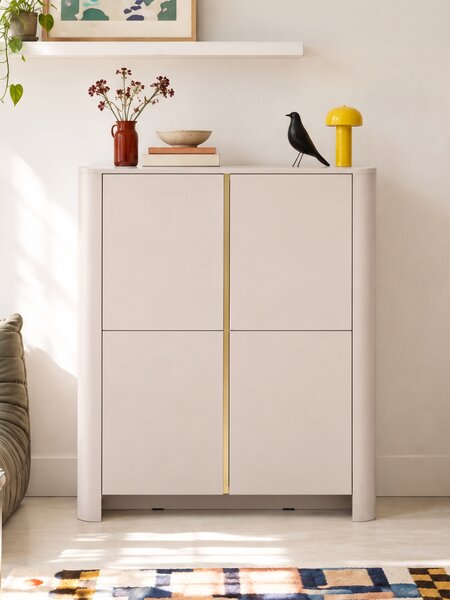 Vysoká komoda Sorrenti 103 cm - kašmír / zlatá