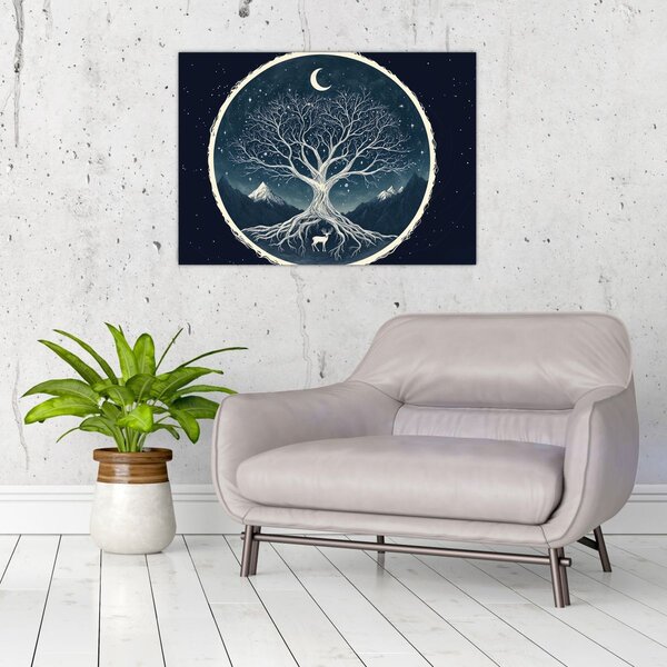 Obraz – Magický strom s jeleňom II. (70x50 cm)