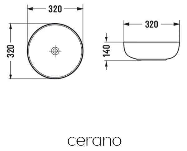 CERANO - Umývadlo keramické Elio - na dosku - biela lesklá - Ø 32 cm