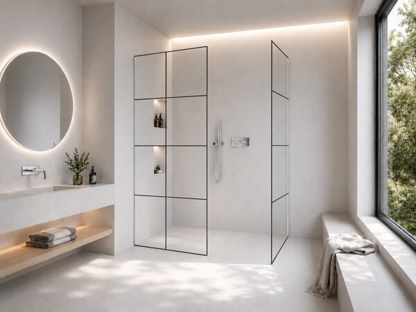 CERANO - Sprchová zástena Walk-in Crystal TL/P - 8 mm - bezvzperový systém - chróm, industriálne sklo - 90x90x200 cm