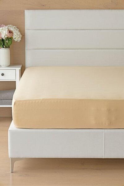 Prestieradlo Pískové ELASTAN PREMIUM Jersey s elastanem PREMIUM 90-100 x 200-220/40