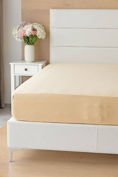 Prestieradlo Pískové ELASTAN PREMIUM Jersey s elastanem PREMIUM 90-100 x 200-220/40