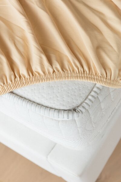 Prestieradlo Pískové ELASTAN PREMIUM Jersey s elastanem PREMIUM 90-100 x 200-220/40