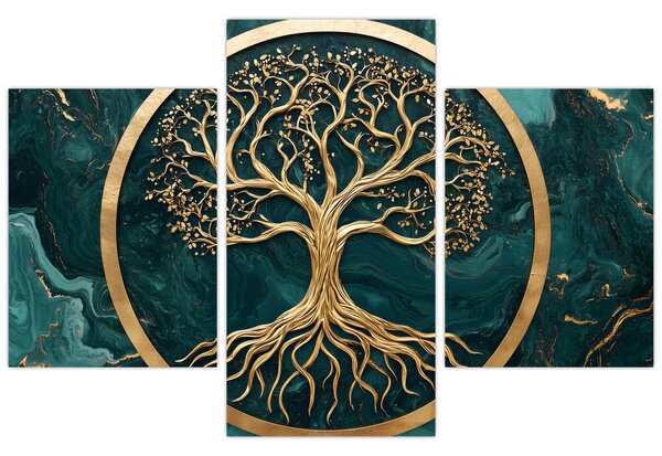 Obraz – Zlatý strom života v mramore (90x60 cm)